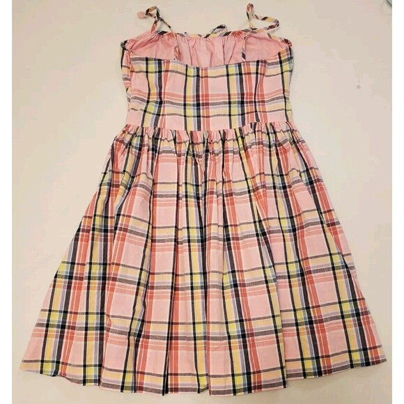 Chaps Ralph Lauren Bright Spring Pink Plaid Strappy Dress Girls Size 7 - Picture 4 of 6